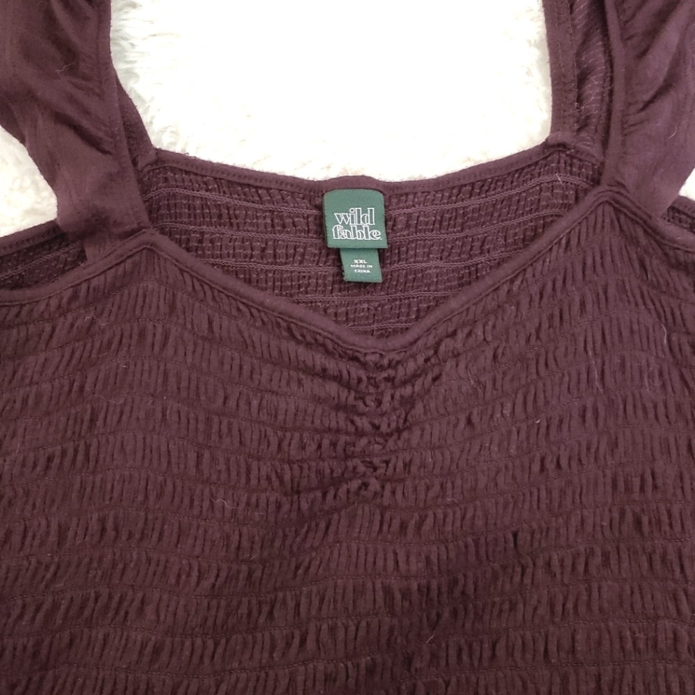 Eggplant Crop Tank Dark Purple Women's Stretch Ruffle Whimsygoth